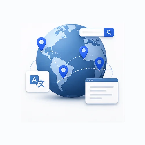 International SEO globe and search
