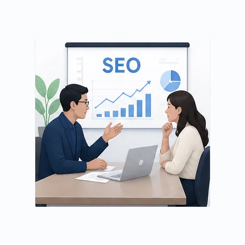 SEO consulting discussion and growth chart