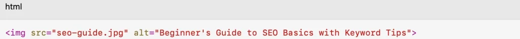 alt text example for describing an SEO image