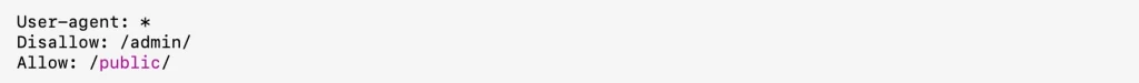robots.txt example showing crawler access rules