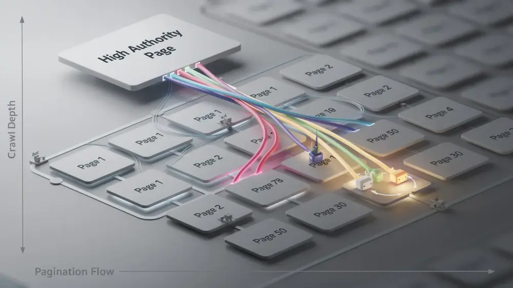 Advanced pagination strategy combining crawlable links infinite scroll fallbacks and category hubs
