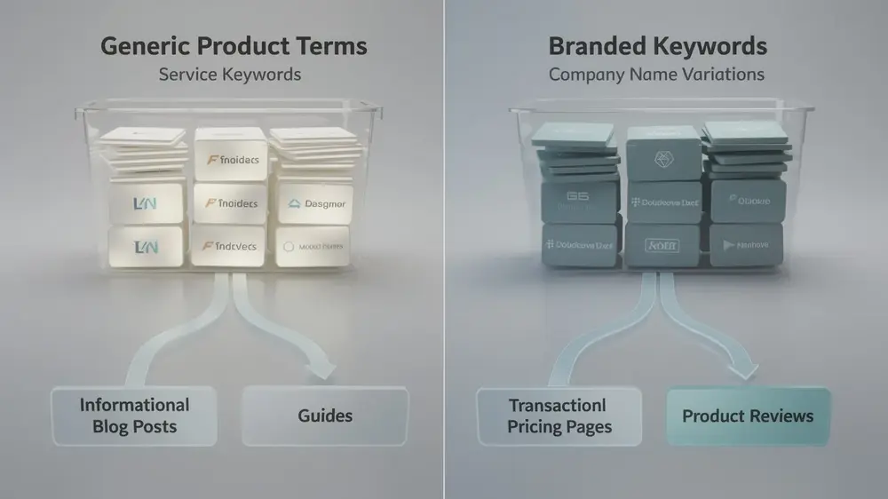 Balanced SEO strategy using branded and non-branded keyword groups