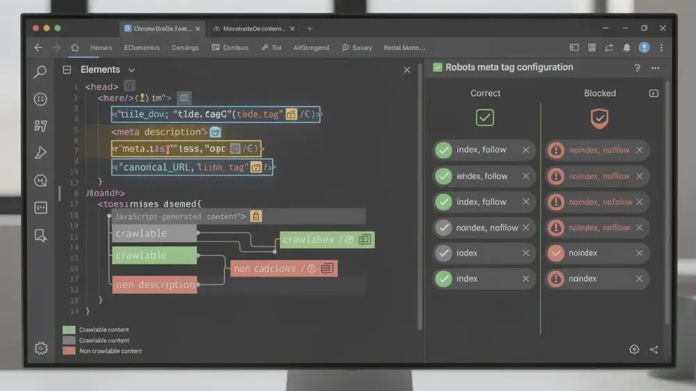 Chrome DevTools checks for crawling indexing and search visibility issues