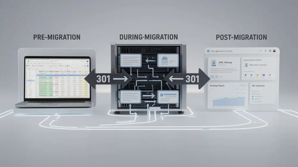 Pre-migration, launch-day, and post-migration SEO checklist for protecting organic traffic