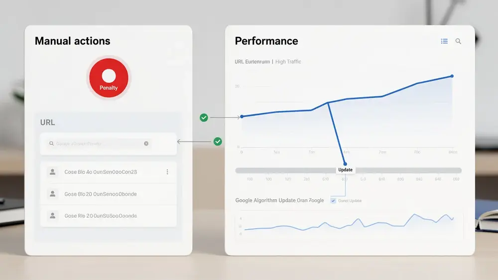 SEO workflow for diagnosing manual actions and ranking drops