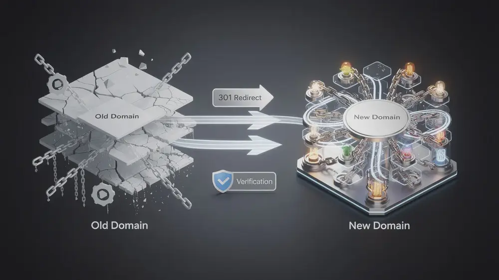 Domain migration SEO planning with URL mapping, redirects, and search engine signals