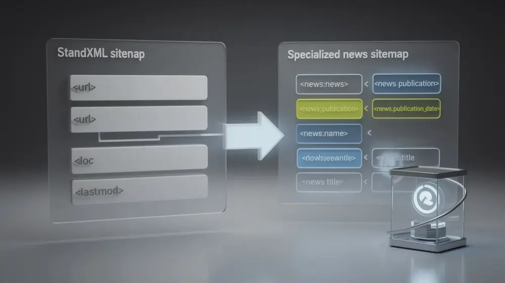 Illustration showing how Google Publisher Center, Google News systems, and news sitemaps serve different roles