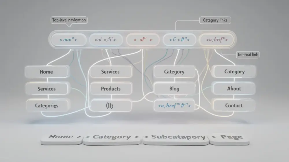 Optimized website navigation menu with clear category structure