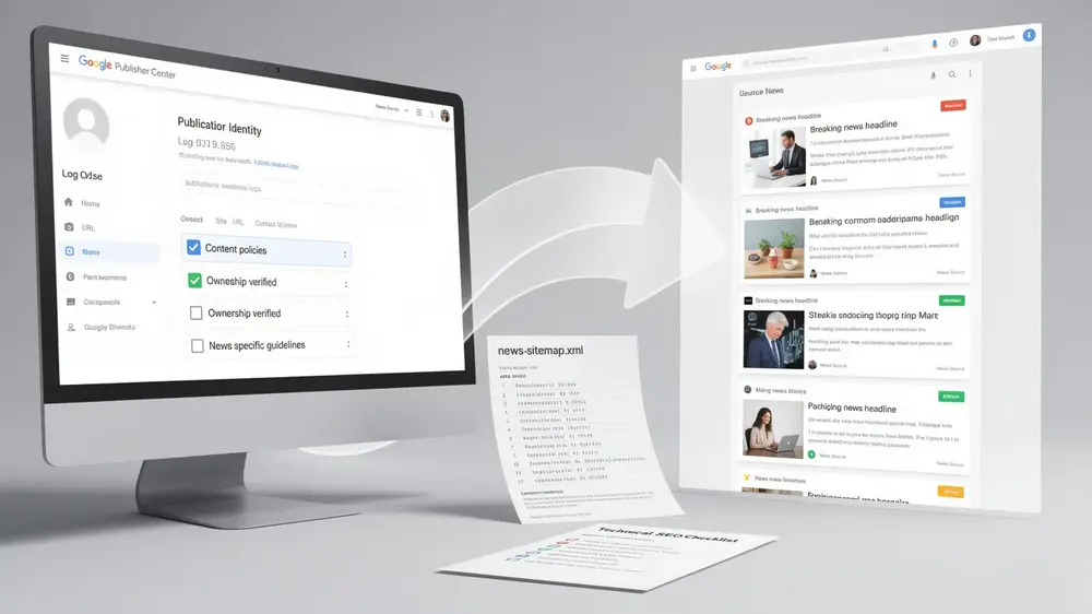 News SEO workflow connected with Publisher Center and Google visibility