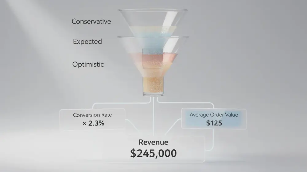 Beginner SEO forecast framework using first-party data, keyword demand, scenarios, and seasonality