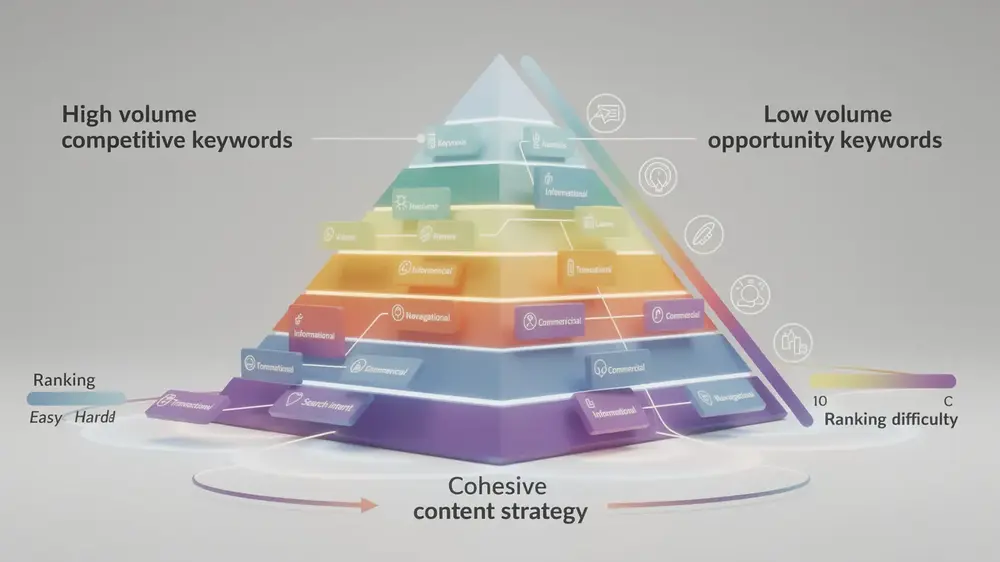 Balanced keyword portfolio using broad, focused, seasonal and emerging search demand