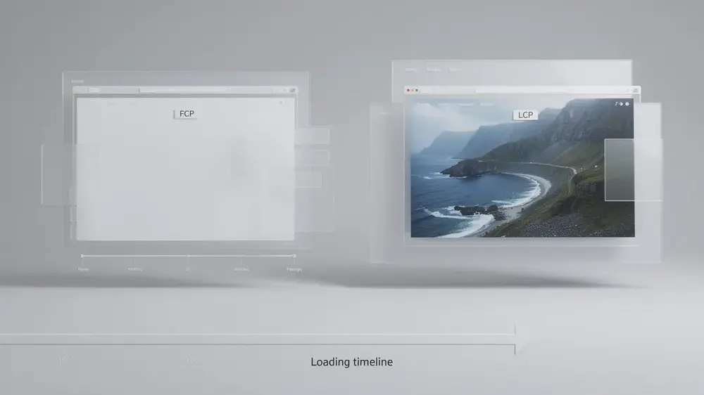 Diagram explaining Largest Contentful Paint as the moment the main visible content finishes rendering