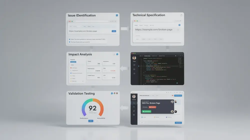 Practical SEO handoff checklist covering scope, requirements, implementation and validation