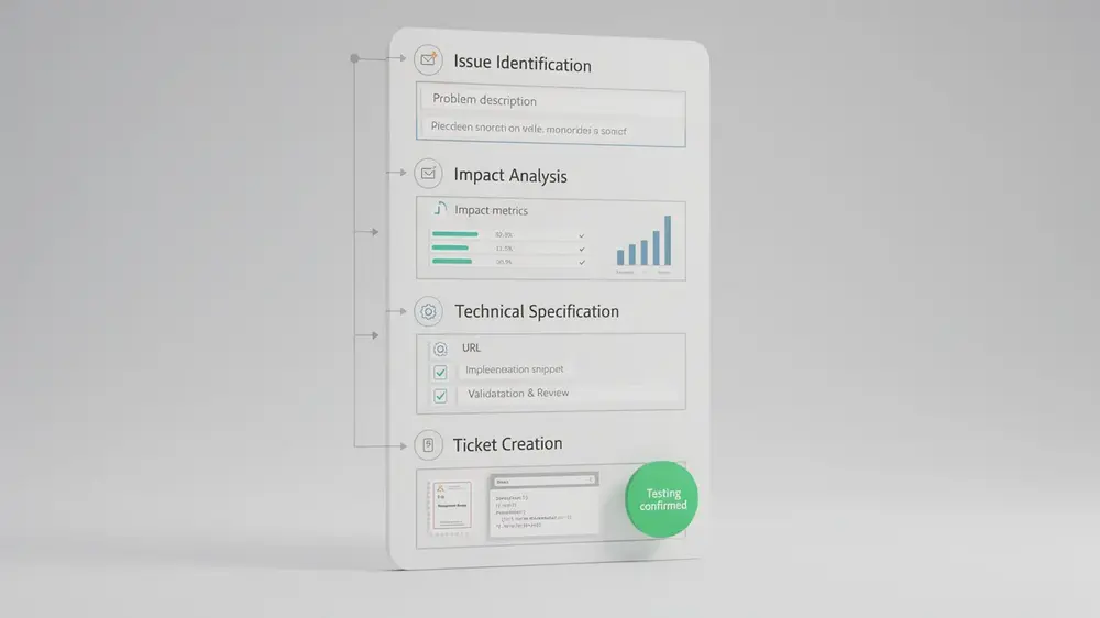 Example SEO development ticket with current behaviour, expected output and acceptance criteria