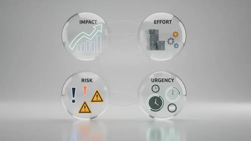 The Four Evaluation Criteria: Impact, Effort, Risk, and Urgency