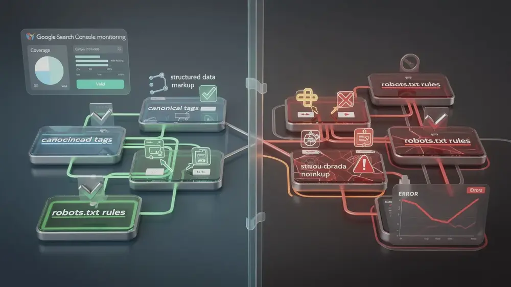 Pre-launch verification of robots canonicals redirects internal links and indexability